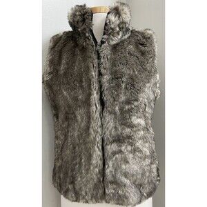 Banana Republic Brown Faux Fur Full Zip Pocket Vest Sleeveless Woman's Small